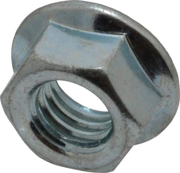 Value Collection - 3/8-16, 3/4" Flange Diam, Serrated Flange Nut - Grade Grade 2 Steel, Zinc-Plated Finish, 0.347" Flange Height - Americas Industrial Supply