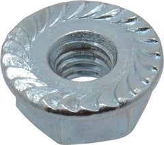 Value Collection - #10-32, 1/2" Flange Diam, Serrated Flange Nut - Grade Grade 2 Steel, Zinc-Plated Finish, 7/32" Flange Height - Americas Industrial Supply