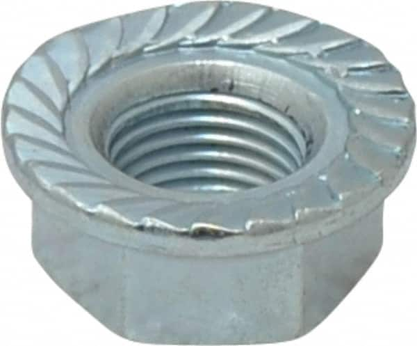 Value Collection - 1/2-20, 1.031" Flange Diam, Serrated Flange Nut - Grade Grade 2 Steel, Zinc-Plated Finish, 0.458" Flange Height - Americas Industrial Supply