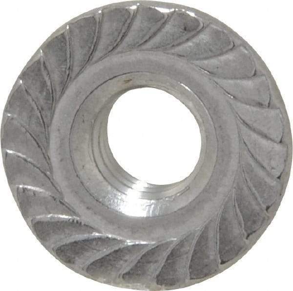 Value Collection - 1/4-20, 19/32" Flange Diam, Serrated Flange Nut - Grade 18-8 Stainless Steel, 0.236" Flange Height - Americas Industrial Supply