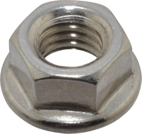 Value Collection - 3/8-16, 3/4" Flange Diam, Serrated Flange Nut - Grade 18-8 Stainless Steel, 0.347" Flange Height - Americas Industrial Supply