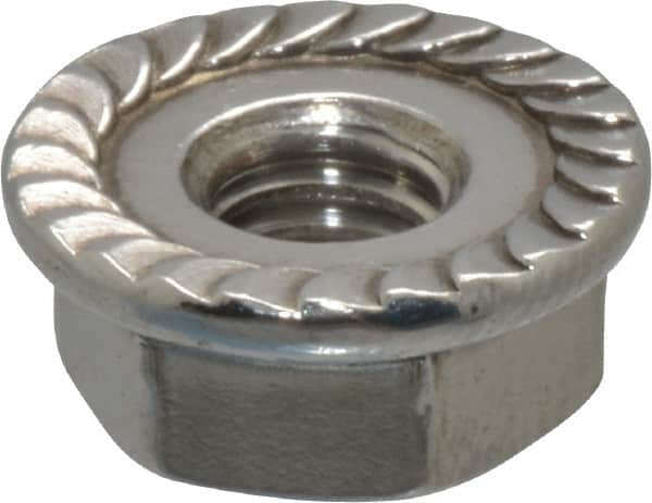 Value Collection - #10-32, 1/2" Flange Diam, Serrated Flange Nut - Grade 18-8 Stainless Steel, 7/32" Flange Height - Americas Industrial Supply