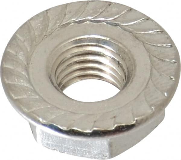 Value Collection - 1/4-28, 19/32" Flange Diam, Serrated Flange Nut - Grade 18-8 Stainless Steel, 0.236" Flange Height - Americas Industrial Supply