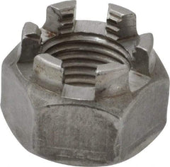 Value Collection - 1/2-20 UNF Grade 5 Steel Castle Locknut - 3/4" Width Across Flats, 9/16" High, Uncoated - Americas Industrial Supply