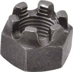 Value Collection - 9/16-18 UNF Grade 5 Steel Castle Locknut - 7/8" Width Across Flats, 39/64" High, Uncoated - Americas Industrial Supply