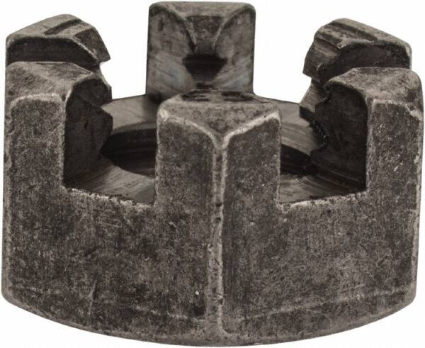 Value Collection - 3/8-16 UNC Grade 2 Steel Slotted Locknut - 9/16" Width Across Flats, 21/64" High, Uncoated - Americas Industrial Supply