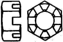 Value Collection - 1/4-28 UNF Grade 2 Steel Slotted Locknut - 7/16" Width Across Flats, 7/32" High, Uncoated - Americas Industrial Supply