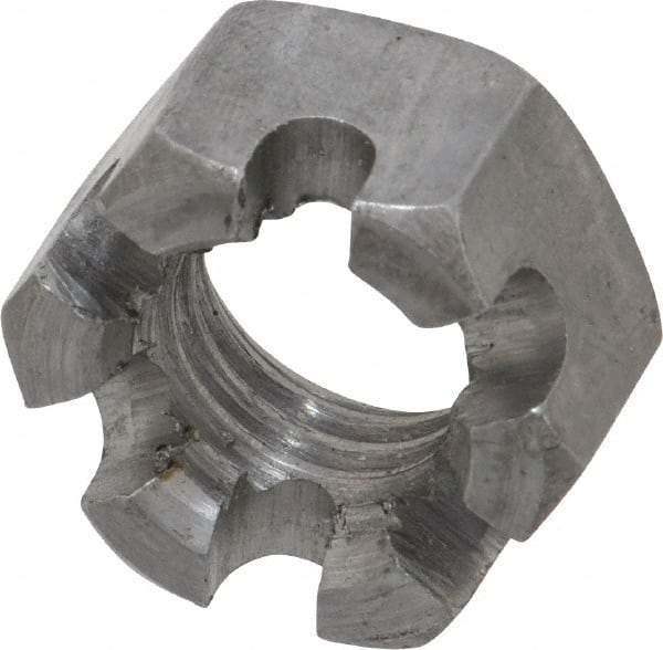 Value Collection - 5/8-11 UNC Grade 2 Steel Slotted Locknut - 15/16" Width Across Flats, 35/64" High, Uncoated - Americas Industrial Supply