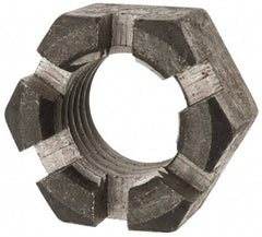 Value Collection - 1-3/8 - 6 UNC Grade 2 Steel Slotted Locknut - 4-1/2" Width Across Flats, 2-37/64" High, Uncoated - Americas Industrial Supply