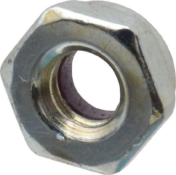 Value Collection - 1/4-20 UNC Grade 2 Hex Jam Lock Nut with Nylon Insert - 7/16" Width Across Flats, 7/32" High, Zinc-Plated Finish - Americas Industrial Supply