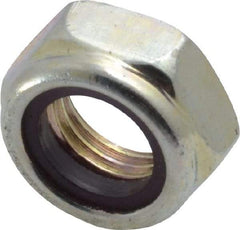 Value Collection - 3/8-24 UNF Grade 2 Hex Jam Lock Nut with Nylon Insert - 9/16" Width Across Flats, 9/32" High, Zinc-Plated Finish - Americas Industrial Supply