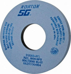 Norton - 14" Diam x 5" Hole x 1-1/2" Thick, I Hardness, 60 Grit Surface Grinding Wheel - Ceramic, Type 5, Medium Grade, 1,800 Max RPM, Vitrified Bond, One-Side Recess - Americas Industrial Supply