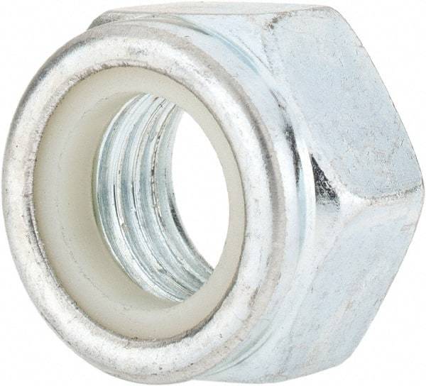 Value Collection - M20x2.50 Metric Coarse Grade 8 Hex Lock Nut with Nylon Insert - 20mm High, Zinc-Plated Finish - Americas Industrial Supply