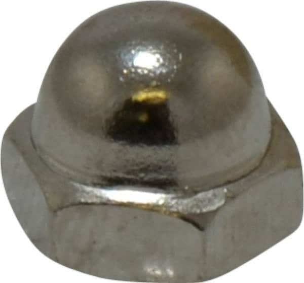 Value Collection - #6-32 UNC, 5/16" Width Across Flats, Nickel Plated, Steel Acorn Nut - 1/4" Overall Height, Grade 2 - Americas Industrial Supply