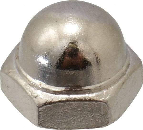 Value Collection - #8-32 UNC, 5/16" Width Across Flats, Nickel Plated, Steel Acorn Nut - 1/4" Overall Height, Grade 2 - Americas Industrial Supply