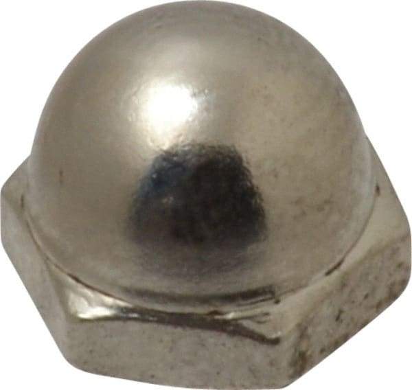 Value Collection - #10-32 UNF, 3/8" Width Across Flats, Nickel Plated, Steel Acorn Nut - 11/32" Overall Height, Grade 2 - Americas Industrial Supply