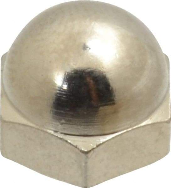 Value Collection - 1/4-28" UNF, 7/16" Width Across Flats, Nickel Plated, Brass Acorn Nut - 21/64" Overall Height - Americas Industrial Supply