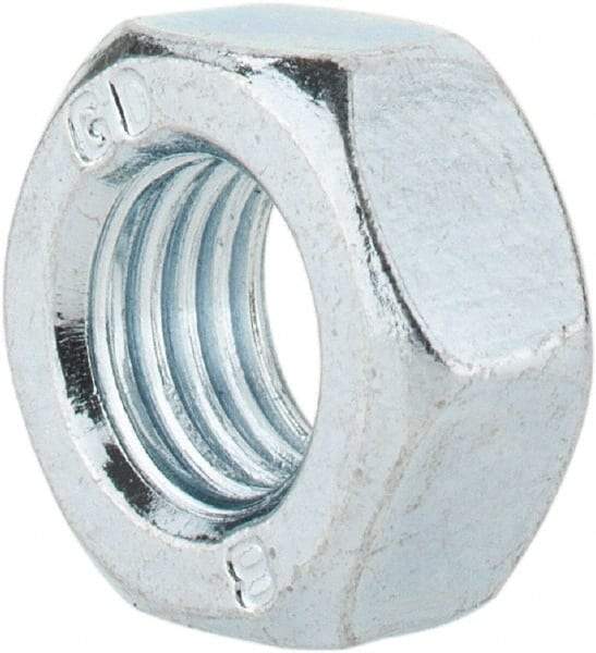 Value Collection - M8x1.00 Metric Fine Steel Right Hand Hex Nut - 13mm Across Flats, 6.5mm High, Zinc-Plated Finish - Americas Industrial Supply