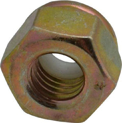 Value Collection - 1/4-28 UNF Grade 8 Hex Lock Nut with Nylon Insert - 7/16" Width Across Flats, 19/64" High, Zinc Yellow Dichromate Finish - Americas Industrial Supply