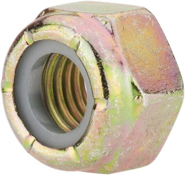 Value Collection - 5/16-24 UNF Grade 8 Hex Lock Nut with Nylon Insert - 1/2" Width Across Flats, 23/64" High, Zinc Yellow Dichromate Finish - Americas Industrial Supply