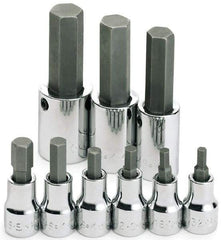 SK - 9 Piece 3/8 & 1/2" Drive Inch Hex Bit Socket Set - 5/32 to 5/8" Hex - Americas Industrial Supply