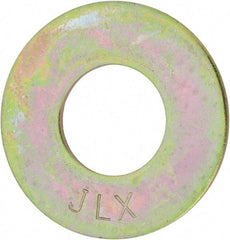 Value Collection - 1-1/4" Screw, Grade 8 Steel USS Flat Washer - 1-3/8" ID x 3" OD, 11/64" Thick, Zinc Yellow Dichromate Finish - Americas Industrial Supply
