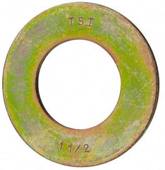 Value Collection - 1-1/2" Screw, Grade 8 Steel SAE Flat Washer - 1-9/16" ID x 3" OD, 5/32" Thick, Zinc Yellow Dichromate Finish - Americas Industrial Supply