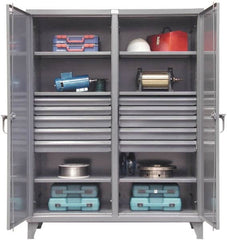 Strong Hold - 6 Shelf 10 Bin Locking Storage Cabinet - Steel, 72" Wide x 24" Deep x 78" High, Dark Gray - Americas Industrial Supply