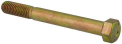 Made in USA - 9/16-12 UNC, 5" Length Under Head Hex Head Cap Screw - Partially Threaded, Grade L9 Alloy Steel, Zinc Yellow Dichromate Finish, 13/16" Hex - Americas Industrial Supply