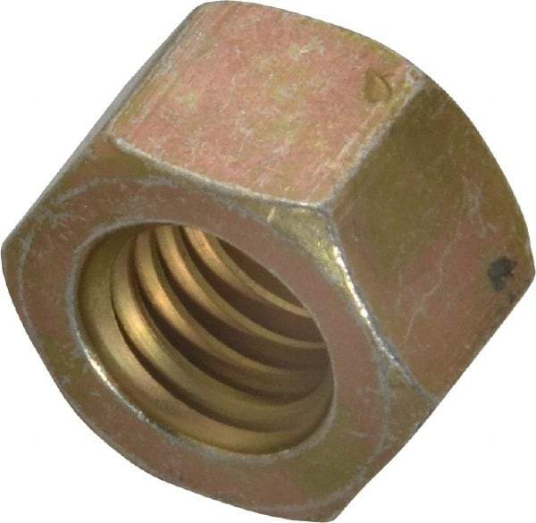 Value Collection - 7/16-14 UNC Steel Right Hand Hex Nut - 11/16" Across Flats, 3/8" High, Zinc Yellow Dichromate Cad & Waxed Finish - Americas Industrial Supply