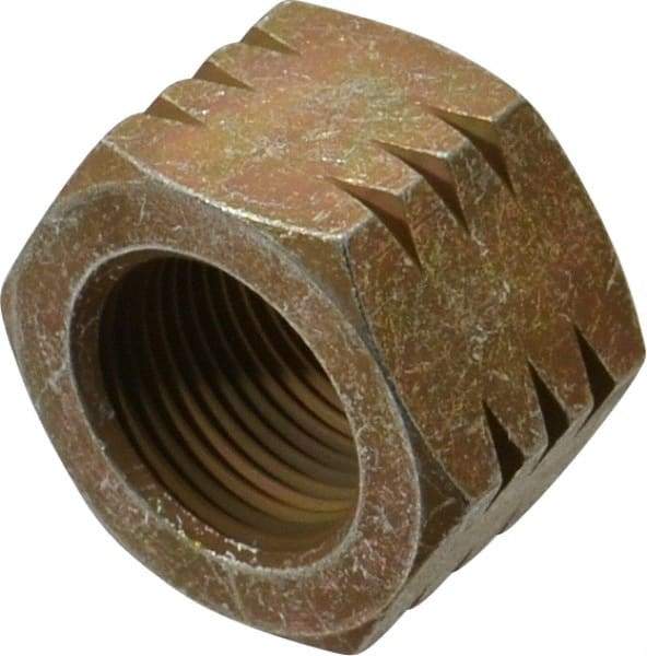 Made in USA - 1-14 UNF Steel Right Hand Hex Nut - 1-1/2" Across Flats, 55/64" High, Zinc Yellow Dichromate Cad & Waxed Finish - Americas Industrial Supply