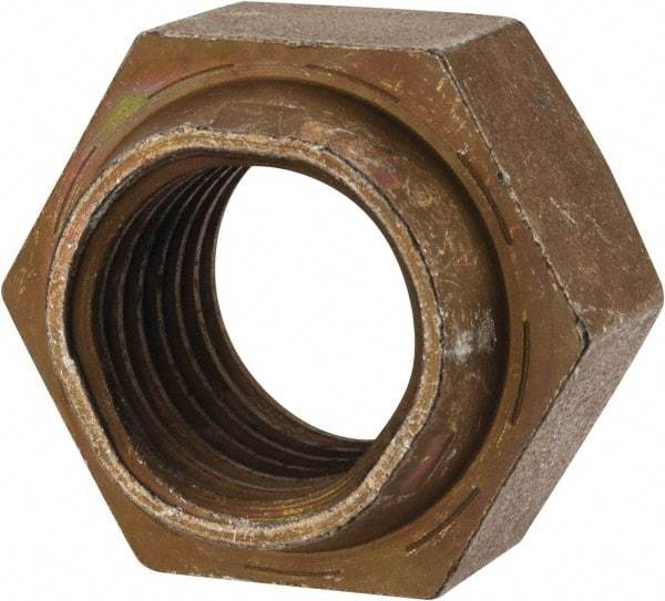 Made in USA - 1-8 UNC Grade L9 Hex Lock Nut with Distorted Thread - 1-1/2" Width Across Flats, Cadmium Dichromate Finish - Americas Industrial Supply