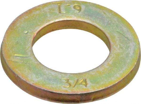 Value Collection - 3/4" Screw, Grade 9 Steel SAE Flat Washer - Zinc Yellow Dichromate Finish - Americas Industrial Supply