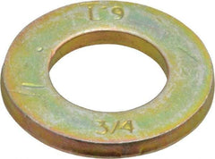 Value Collection - 3/4" Screw, Grade 9 Steel SAE Flat Washer - Zinc Yellow Dichromate Finish - Americas Industrial Supply
