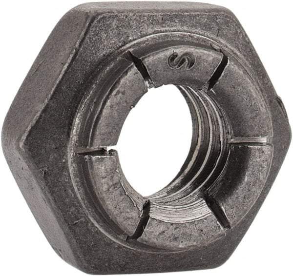 Flex-Loc - 5/16-18 UNC Grade 2 Heavy Hex Lock Nut with Expanding Flex Top - 17/64" High, Uncoated, Meets Military Specifications - Americas Industrial Supply