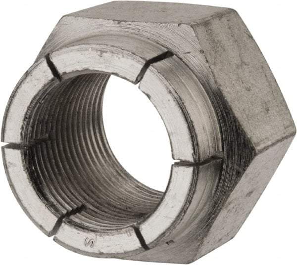 Flex-Loc - 1-14 UNF Grade 2 Hex Lock Nut with Expanding Flex Top - 1-7/16" Width Across Flats, 1-3/16" High, Cadmium-Plated Finish - Americas Industrial Supply