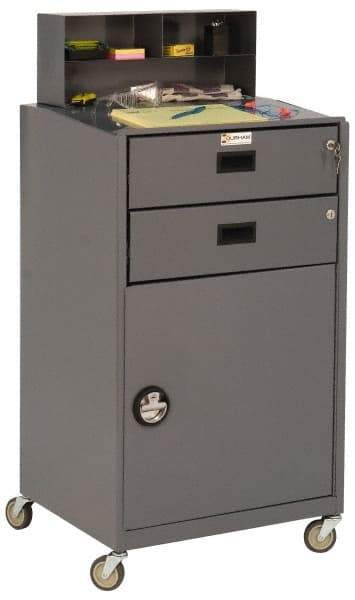 Durham - 2 Drawer, 1 Door Mobile Shop Desk - 23" Wide x 20" Deep x 48" High, Gray - Americas Industrial Supply