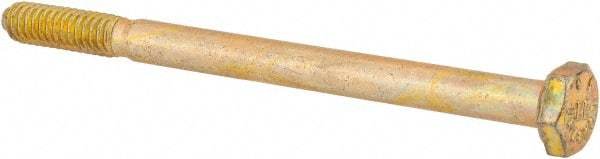 Value Collection - 1/4-20 UNC, 3-1/2" Length Under Head Hex Head Cap Screw - Partially Threaded, Grade 8 Alloy Steel, Zinc-Plated Finish, 7/16" Hex - Americas Industrial Supply