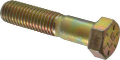 Value Collection - 1/2-13 UNC, 2-1/4" Length Under Head Hex Head Cap Screw - Partially Threaded, Grade 8 Alloy Steel, Zinc-Plated Finish, 3/4" Hex - Americas Industrial Supply