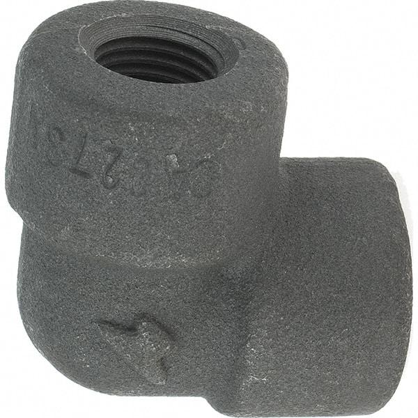 Made in USA - Size 1/4", Class 3,000, Forged Carbon Steel Black Pipe 90° Elbow - 3,000 psi, Threaded End Connection - Americas Industrial Supply