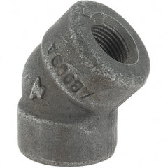 Made in USA - Size 3/8", Class 3,000, Forged Carbon Steel Black Pipe 45° Elbow - 3,000 psi, Threaded End Connection - Americas Industrial Supply