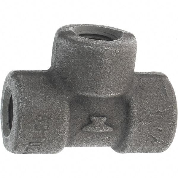 Made in USA - Size 1/4", Class 3,000, Forged Carbon Steel Black Pipe Tee - 3,000 psi, Threaded End Connection - Americas Industrial Supply