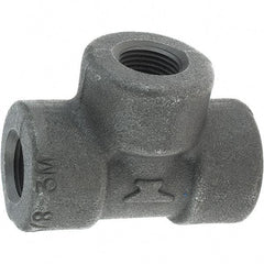 Made in USA - Size 3/8", Class 3,000, Forged Carbon Steel Black Pipe Tee - 3,000 psi, Threaded End Connection - Americas Industrial Supply