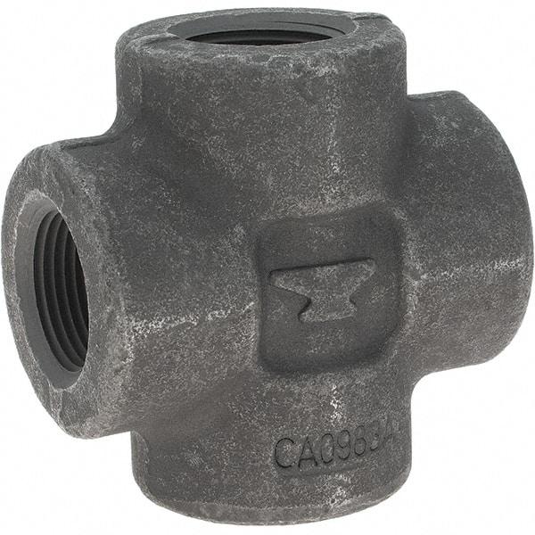 Made in USA - Size 1", Class 3,000, Forged Carbon Steel Black Pipe Cross - 3,000 psi, Threaded End Connection - Americas Industrial Supply