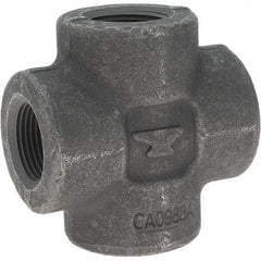 Made in USA - Size 1", Class 3,000, Forged Carbon Steel Black Pipe Cross - 3,000 psi, Threaded End Connection - Americas Industrial Supply