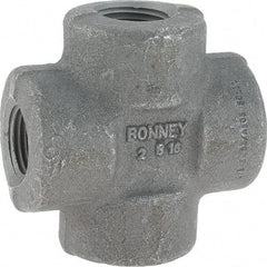 Made in USA - Size 1/2", Class 3,000, Forged Carbon Steel Black Pipe Cross - 3,000 psi, Threaded End Connection - Americas Industrial Supply