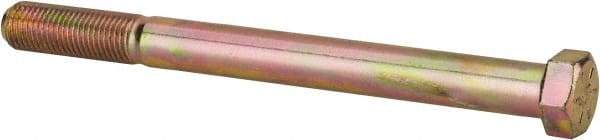 Made in USA - 7/16-20 UNF, 5" Length Under Head Hex Head Cap Screw - Partially Threaded, Grade 8 Alloy Steel, Zinc-Plated Finish, 5/8" Hex - Americas Industrial Supply