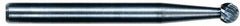 M.A. Ford - 1/8" Cut Diam, 1/8" Shank Diam, Ball Head Single Cut Burr - Carbide, Radius End, 7/64" LOC, 3" OAL - Americas Industrial Supply