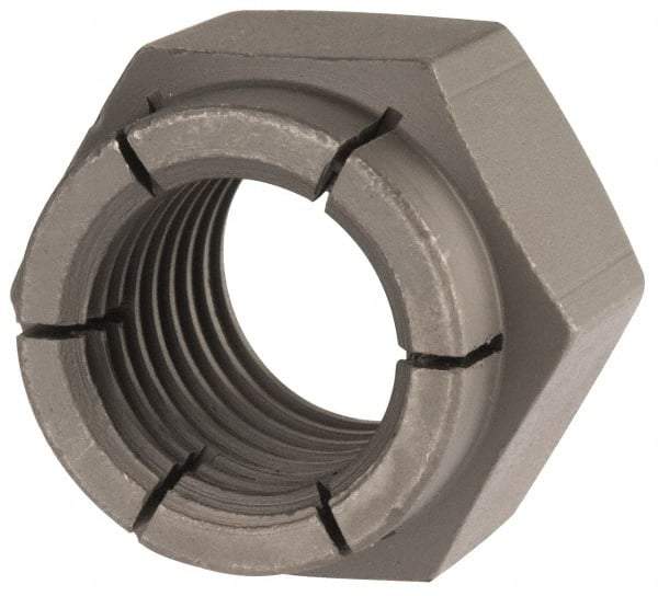 Flex-Loc - 1-8 UNC Grade 2 Hex Lock Nut with Expanding Flex Top - 1-7/16" Width Across Flats, Uncoated, Meets Military Specifications - Americas Industrial Supply