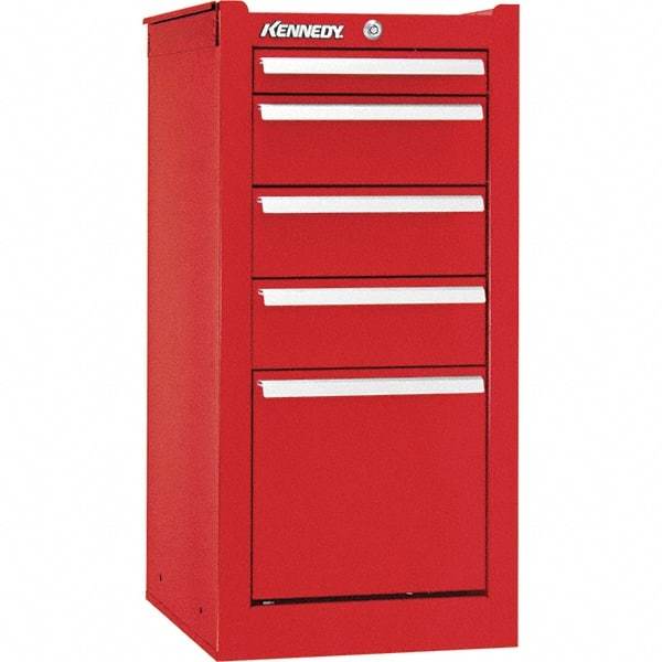 Kennedy - 5 Drawer Red Side Cabinet - 13-5/8" Wide x 29" High x 20" Deep, Use with 29" Wide Roller Cabinet - Americas Industrial Supply
